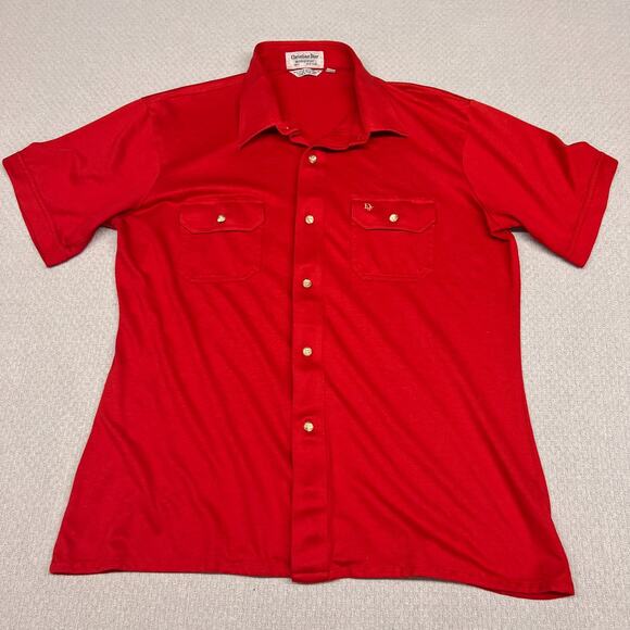 Vtg Christian Dior Monsieur Shirt Mens XL Red Short Sleeve Button Down Designer - Picture 1 of 6